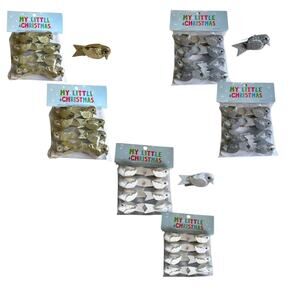 Silver White Gold Clip On Songbird Mini Tree Ornaments (48 Total)